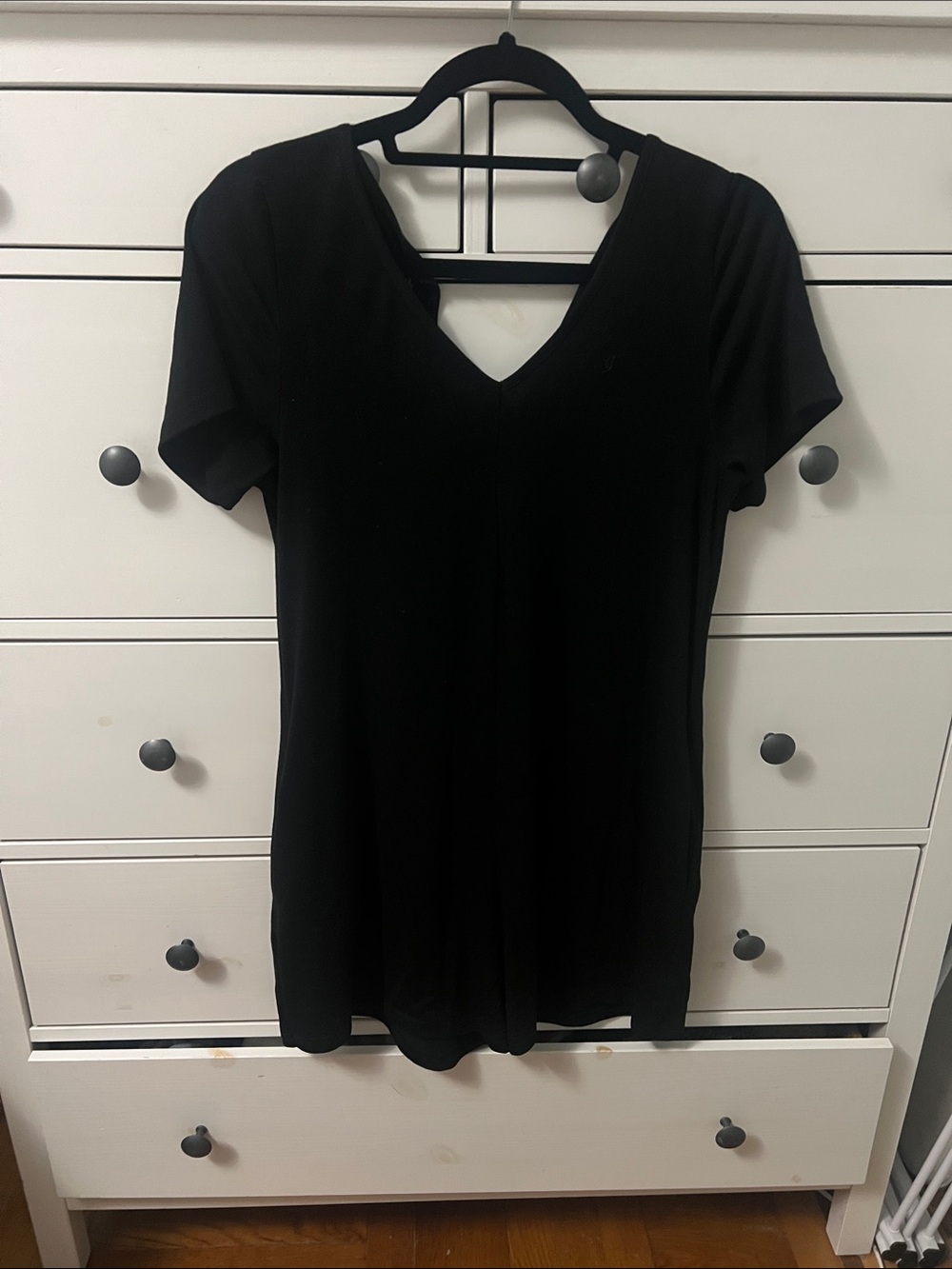 Black V-Neck Short Sleeve Women's Romper